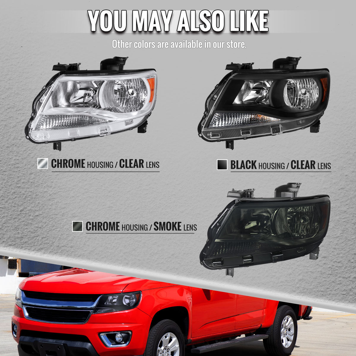 2015-2022 Chevrolet Colorado Factory Headlights (Chrome Housing / Smoked Lens)