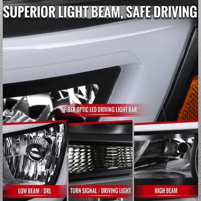 2015-2022 Chevrolet Colorado Factory Style Headlights with Sequential Switchback LED Bar Turn Signal (Black Housing / Clear Lens)