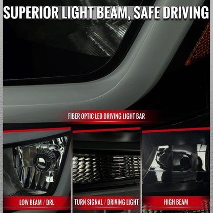 2015-2022 Chevrolet Colorado Factory Style Headlights with Sequential Switchback LED Bar Turn Signal (Matte Black Housing / Smoked Lens)