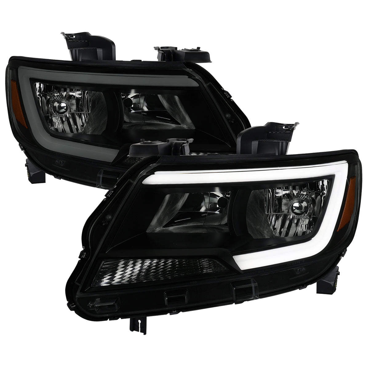 2015-2022 Chevrolet Colorado Factory Style Headlights with Sequential Switchback LED Bar Turn Signal (Matte Black Housing / Smoked Lens)