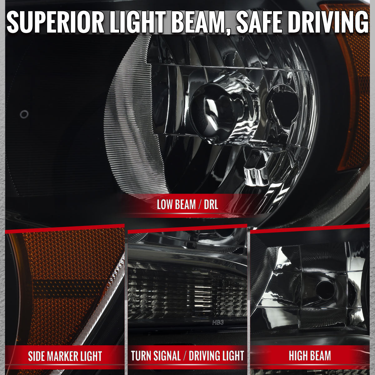 2015-2022 Chevrolet Colorado Factory Style Headlights (Black Housing / Smoked Lens)