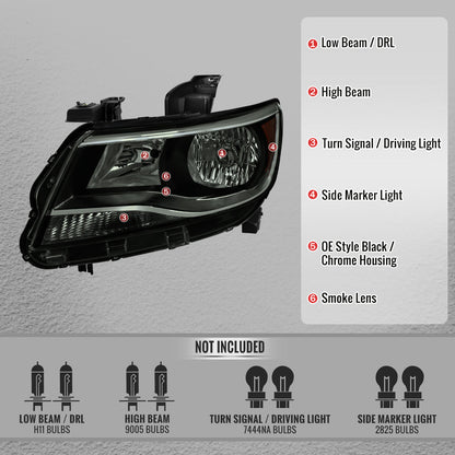 2015-2022 Chevrolet Colorado Factory Style Headlights (Black Housing / Smoked Lens)