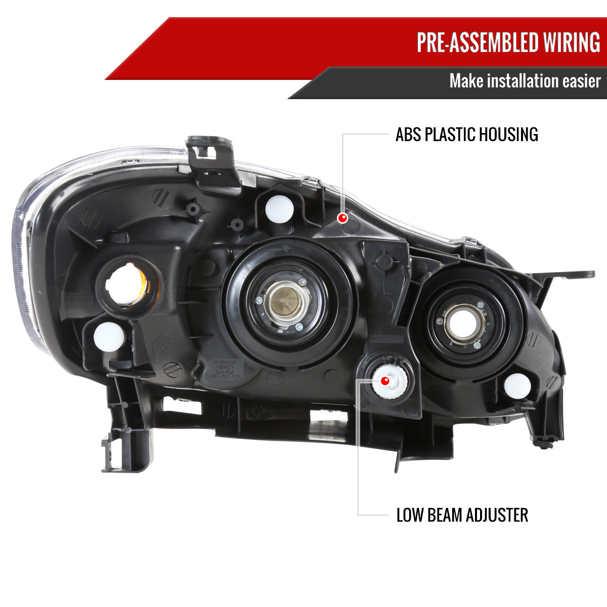 2003-2008 Toyota Corolla Factory Style Headlights (Matte Black Housing/Clear Lens)