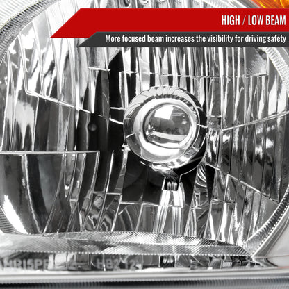 2002-2004 Honda CR-V Factory Style Headlights with Amber Reflector (Chrome Housing/Clear Lens)