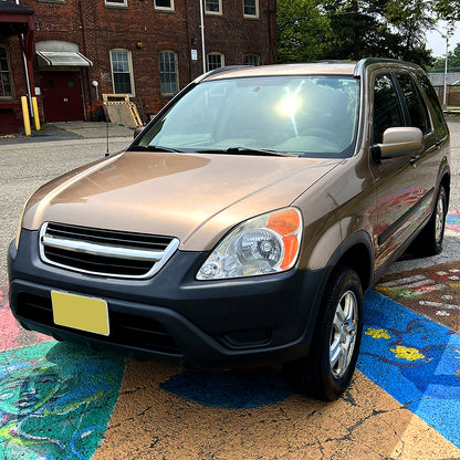 2002-2004 Honda CR-V Factory Style Headlights with Amber Reflector (Chrome Housing/Clear Lens)