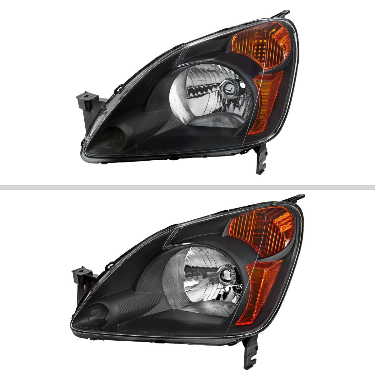 2002-2004 Honda CR-V Factory Style Headlights with Amber Reflector (Matte Black Housing/Clear Lens)