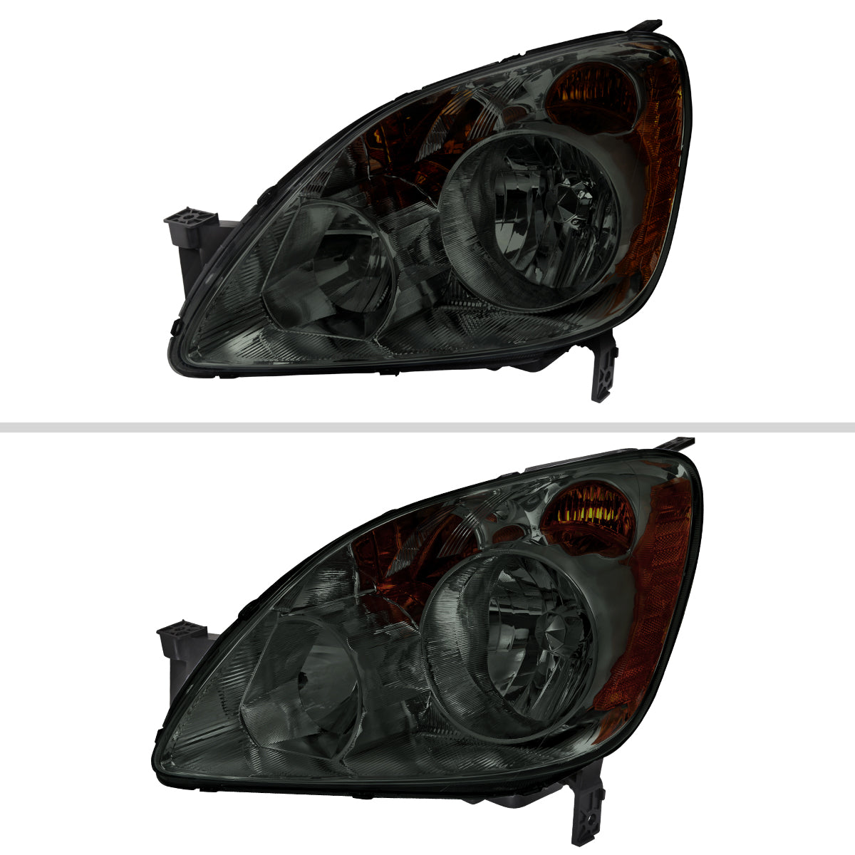 2005-2006 Honda CR-V Factory Style JP Headlights with Amber Reflectors (Chrome Housing/Smoked Lens)