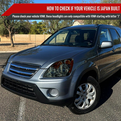 2005-2006 Honda CR-V Factory Style JP Headlights with Amber Reflectors (Chrome Housing/Smoked Lens)