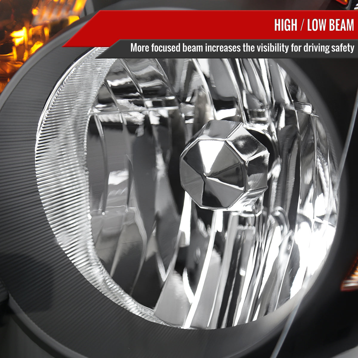 2005-2006 Honda CR-V Factory Style JP Headlights with Amber Reflectors (Matte Black Housing/Clear Lens)