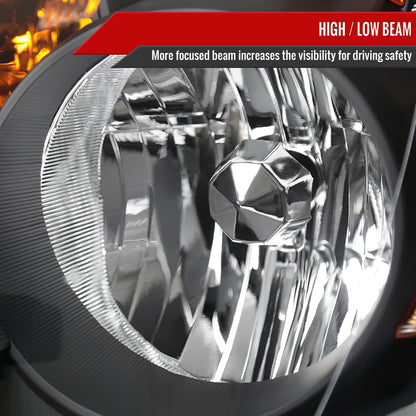 2005-2006 Honda CR-V Factory Style JP Headlights with Amber Reflectors (Matte Black Housing/Clear Lens)