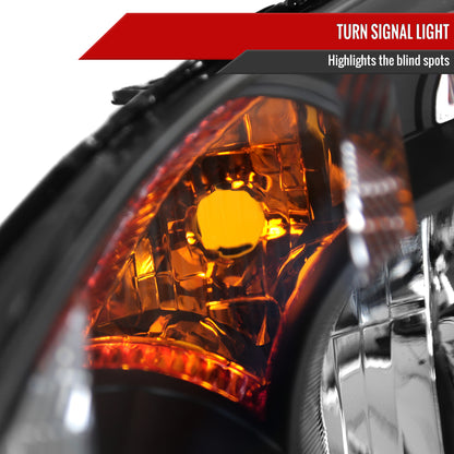 2005-2006 Honda CR-V Factory Style JP Headlights with Amber Reflectors (Matte Black Housing/Clear Lens)