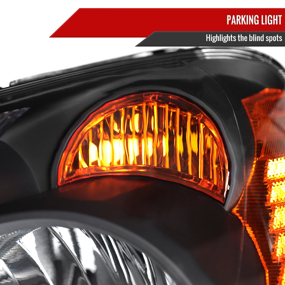 2005-2006 Honda CR-V Factory Style JP Headlights with Amber Reflectors (Matte Black Housing/Clear Lens)