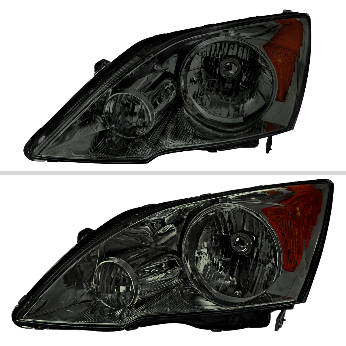 2007-2011 Honda CR-V Factory Style Headlights (Chrome Housing/Smoked Lens)