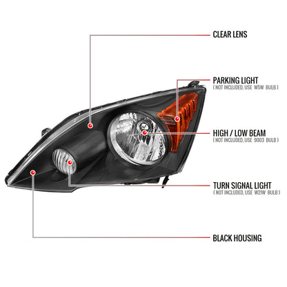 2007-2011 Honda CR-V Factory Style Headlights (Matte Black Housing/Clear Lens)