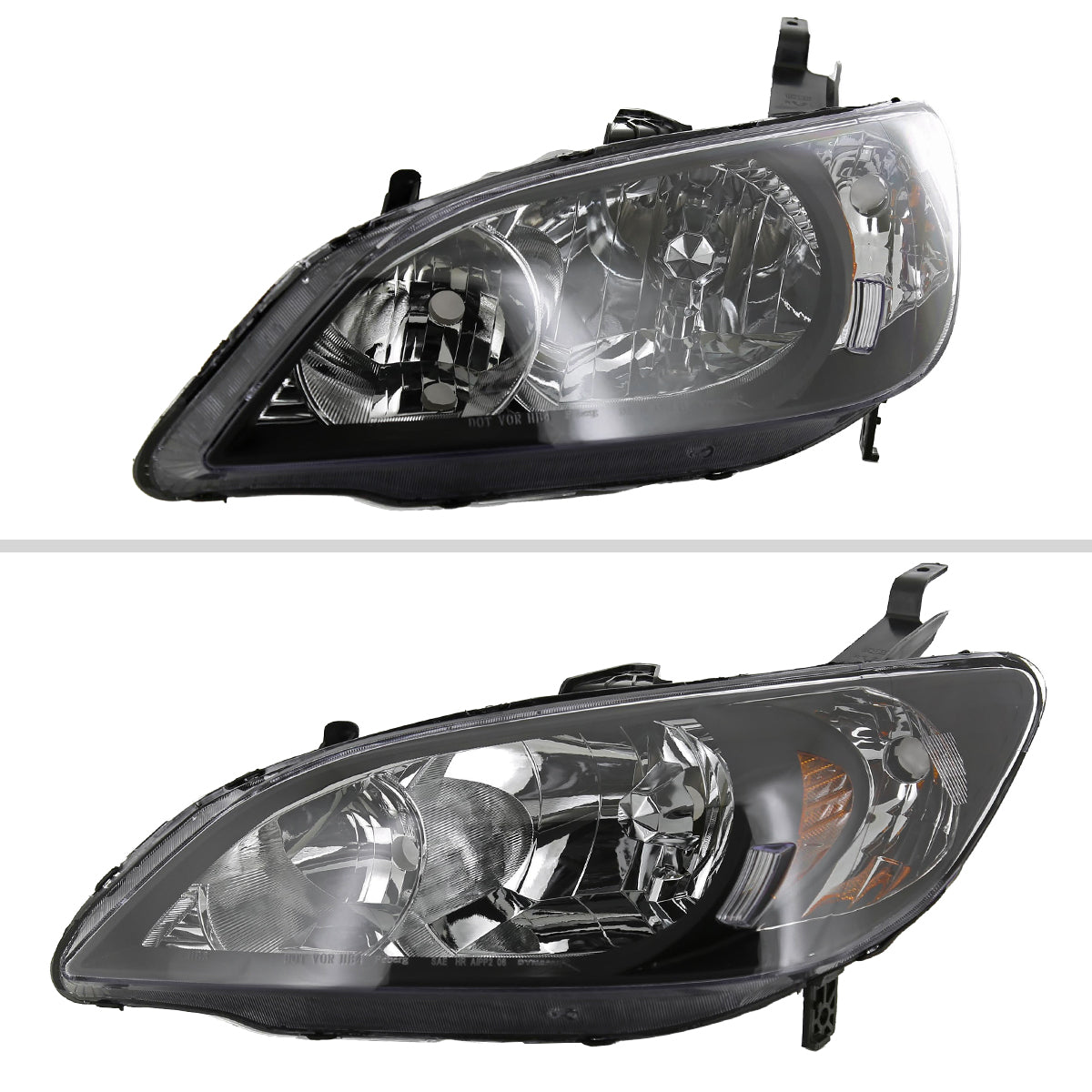 2004-2005 Honda Civic Crystal Headlights (Matte Black Housing/Clear Lens)