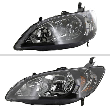 2004-2005 Honda Civic Crystal Headlights (Matte Black Housing/Clear Lens)