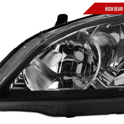 2004-2005 Honda Civic Crystal Headlights (Matte Black Housing/Clear Lens)