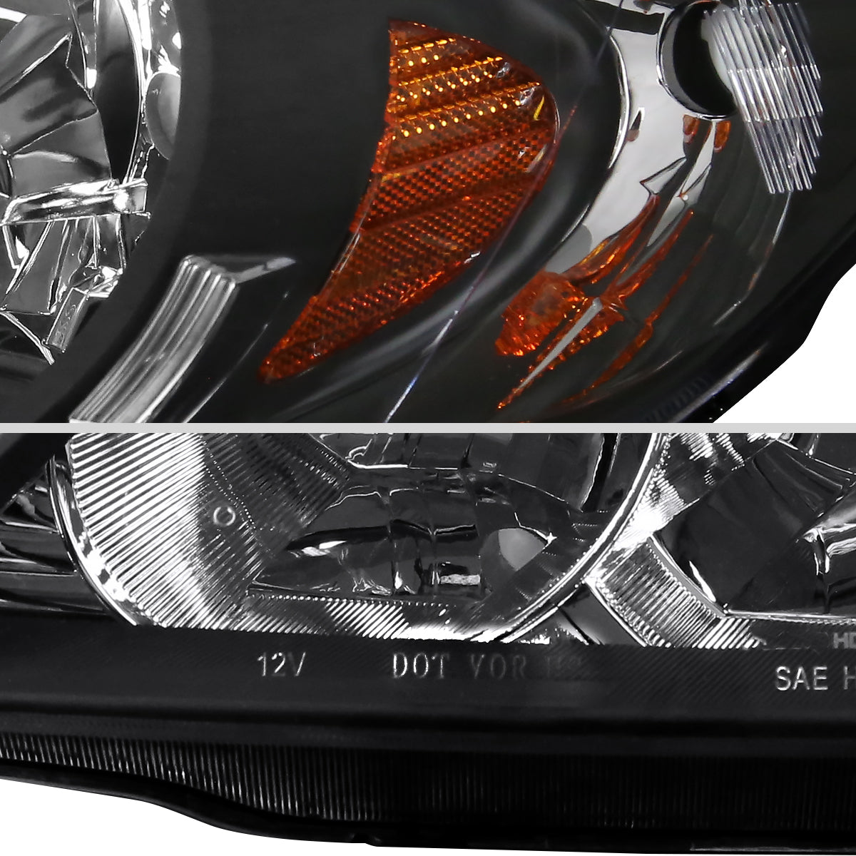 2004-2005 Honda Civic Crystal Headlights (Matte Black Housing/Clear Lens)
