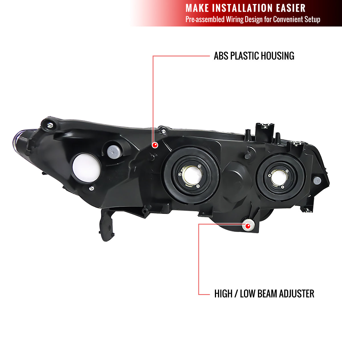 2006-2011 Honda Civic Coupe Factory Style Crystal Headlights (Chrome Housing/Smoked Lens)
