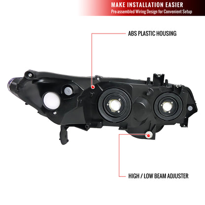 2006-2011 Honda Civic Coupe Factory Style Crystal Headlights (Chrome Housing/Smoked Lens)