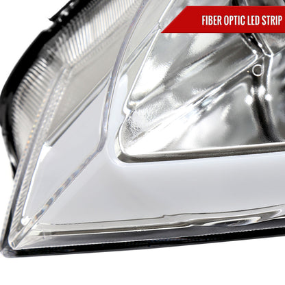 2006-2011 Honda Civic 4DR Sedan Factory Style Headlights w/ LED Strip (Chrome Housing/Clear Lens)