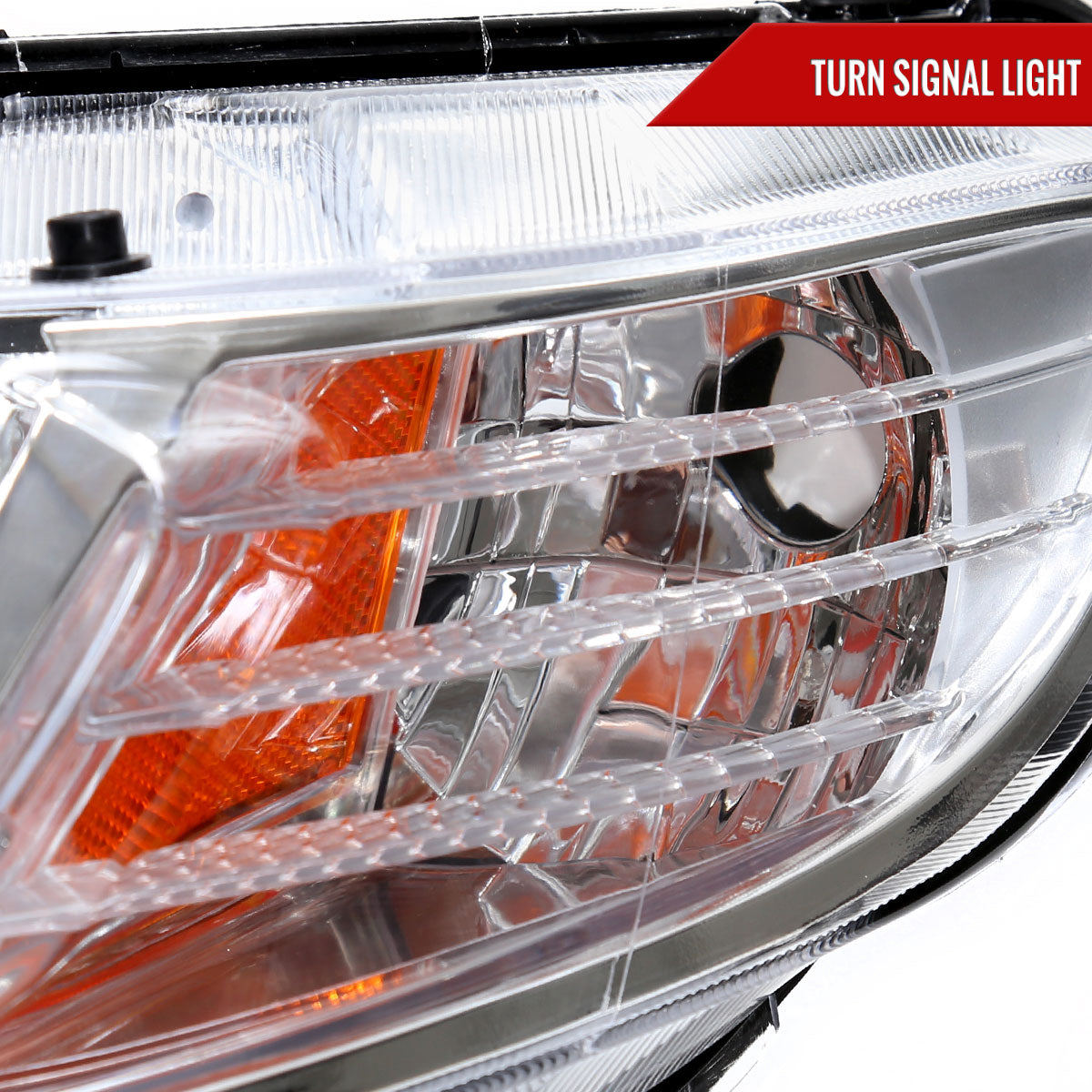 2006-2011 Honda Civic 4DR Sedan Factory Style Headlights w/ LED Strip (Chrome Housing/Clear Lens)