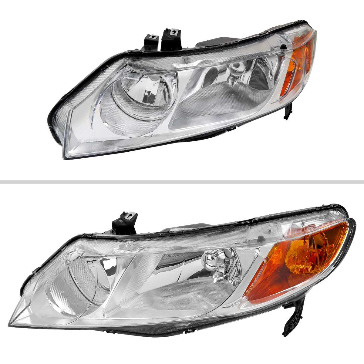 2006-2011 Honda Civic Sedan Factory Style Headlights (Chrome Housing/Clear Lens)