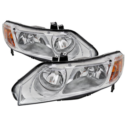 2006-2011 Honda Civic Sedan Factory Style Headlights (Chrome Housing/Clear Lens)