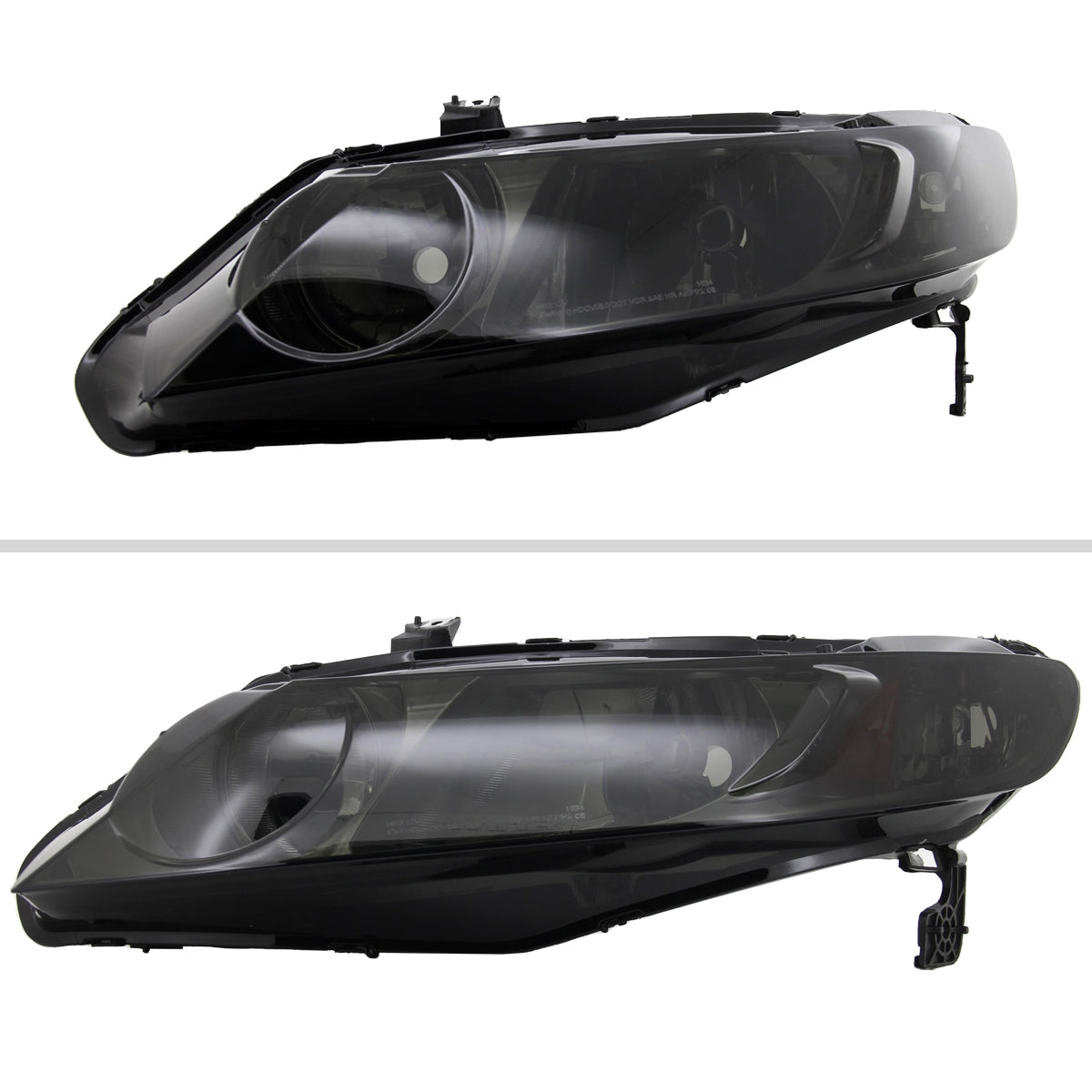2006-2011 Honda Civic Sedan Crystal Headlights (Chrome Housing/Smoked Lens)