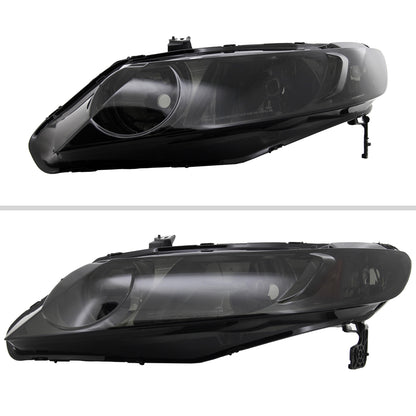 2006-2011 Honda Civic Sedan Crystal Headlights (Chrome Housing/Smoked Lens)