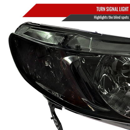 2006-2011 Honda Civic Sedan Crystal Headlights (Chrome Housing/Smoked Lens)
