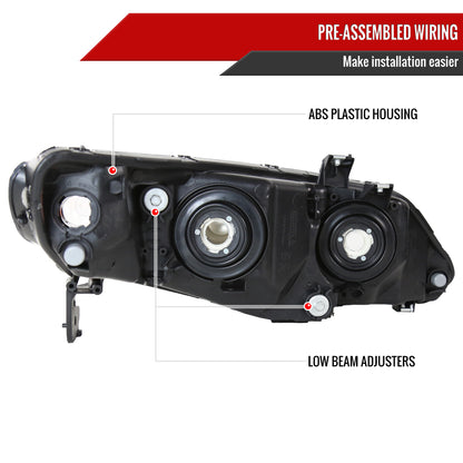 2006-2011 Honda Civic Sedan Crystal Headlights (Chrome Housing/Smoked Lens)