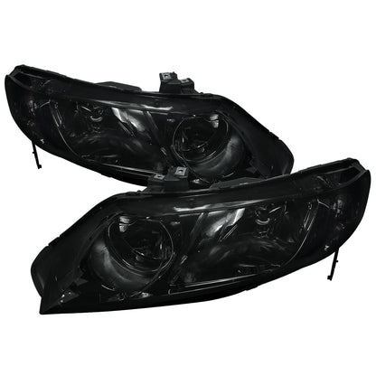 2006-2011 Honda Civic Sedan Crystal Headlights (Chrome Housing/Smoked Lens)