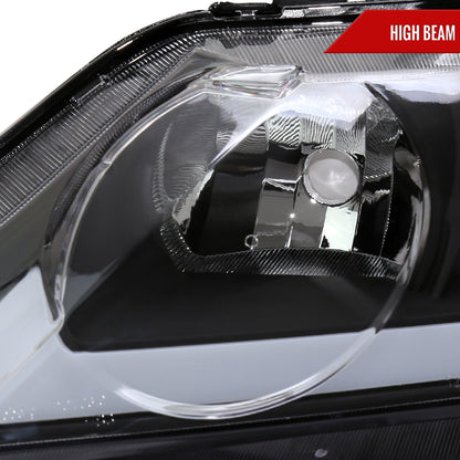 2006-2011 Honda Civic 4DR Sedan Factory Style Headlights w/ LED Strip (Matte Black Housing/Clear Lens)