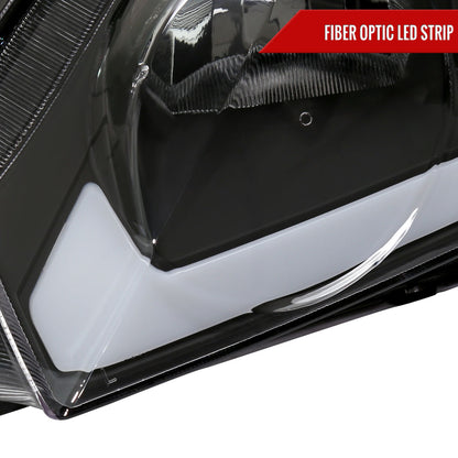 2006-2011 Honda Civic 4DR Sedan Factory Style Headlights w/ LED Strip (Matte Black Housing/Clear Lens)
