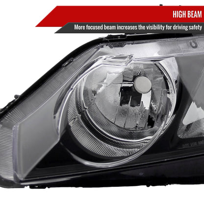 2006-2011 Honda Civic Sedan Crystal Headlights (Matte Black Housing/Clear Lens)