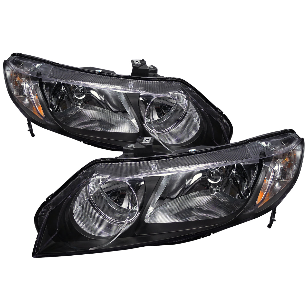 2006-2011 Honda Civic Sedan Crystal Headlights (Matte Black Housing/Clear Lens)