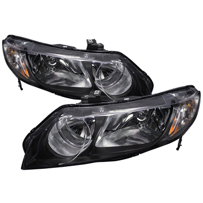 2006-2011 Honda Civic Sedan Crystal Headlights (Matte Black Housing/Clear Lens)