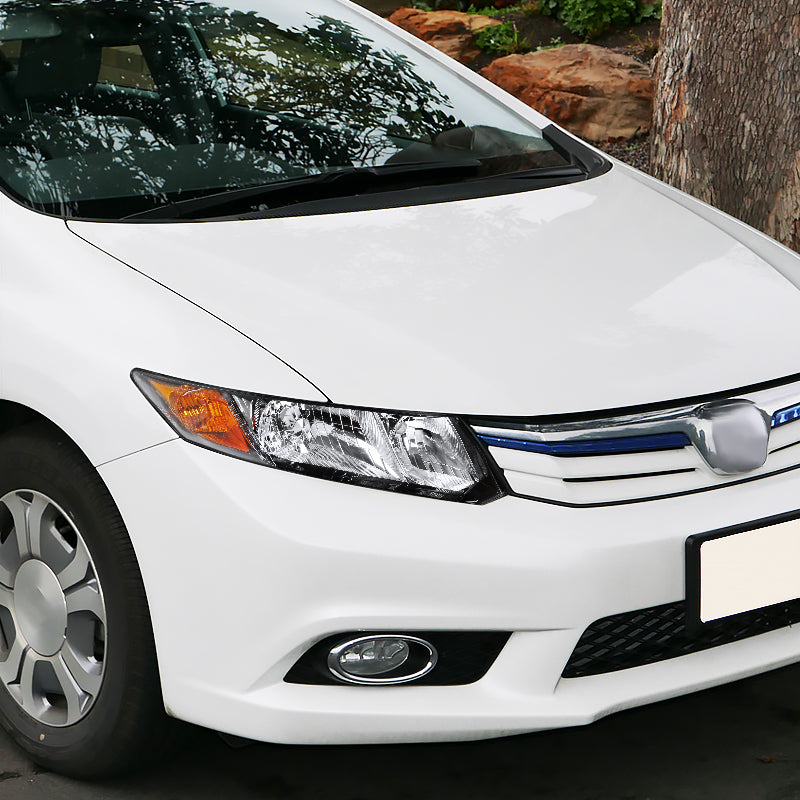 2012-2013 Honda Civic Coupe/ 2012-2015 Civic Sedan Crystal Headlights (Matte Black Housing/Clear Lens)