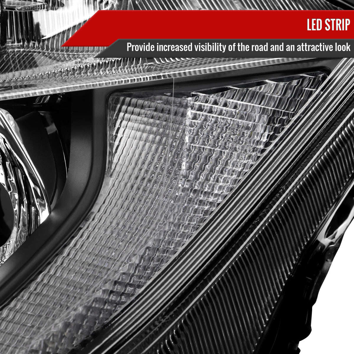 2016-2021 Honda Civic LED Strip Factory Style Projector Headlights (Chrome Housing/Clear Lens)