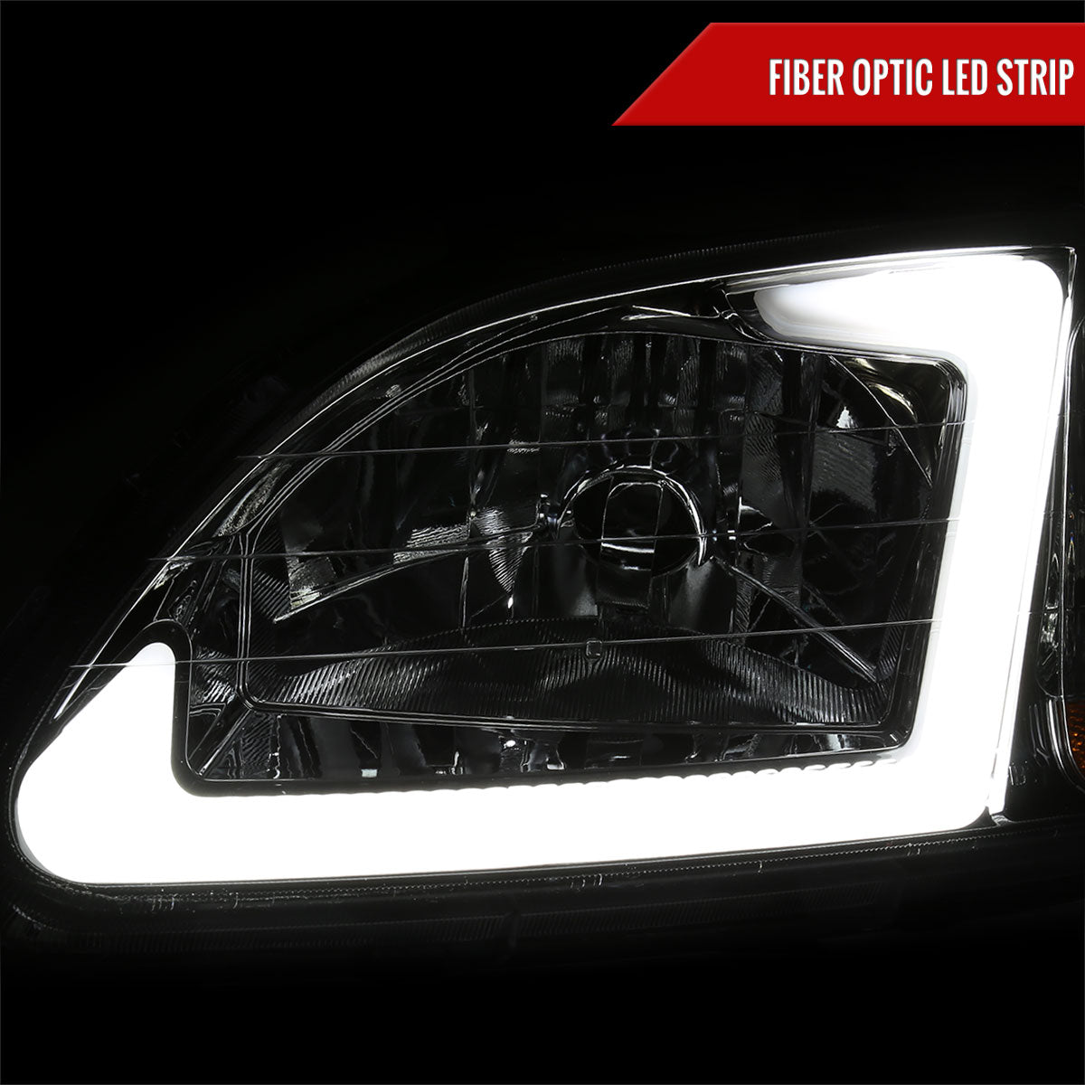 1996-1998 Honda Civic Coupe/Sedan LED Bar Factory Style Headlights (Chrome Housing/Clear Lens)