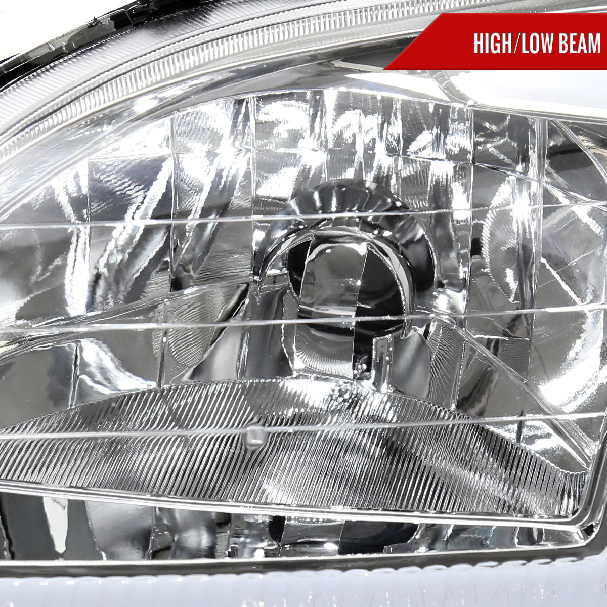 1996-1998 Honda Civic Coupe/Sedan LED Bar Factory Style Headlights (Chrome Housing/Clear Lens)