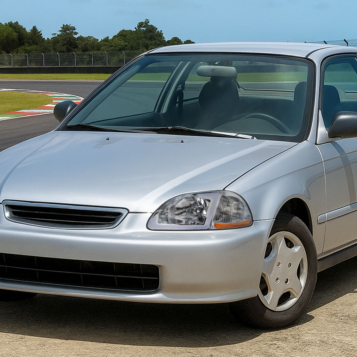 1996-1998 Honda Civic Coupe/Sedan LED Bar Factory Style Headlights (Chrome Housing/Clear Lens)