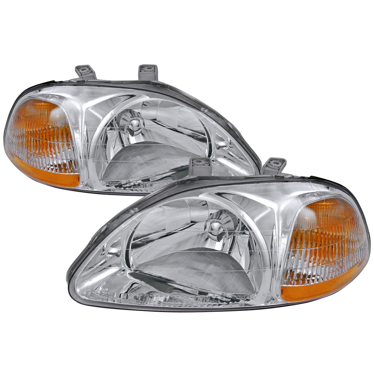 1996-1998 Honda Civic Crystal Headlights (Chrome Housing/Clear Lens)