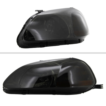 1996-1998 Honda Civic Crystal Headlights (Chrome Housing/Smoked Lens)