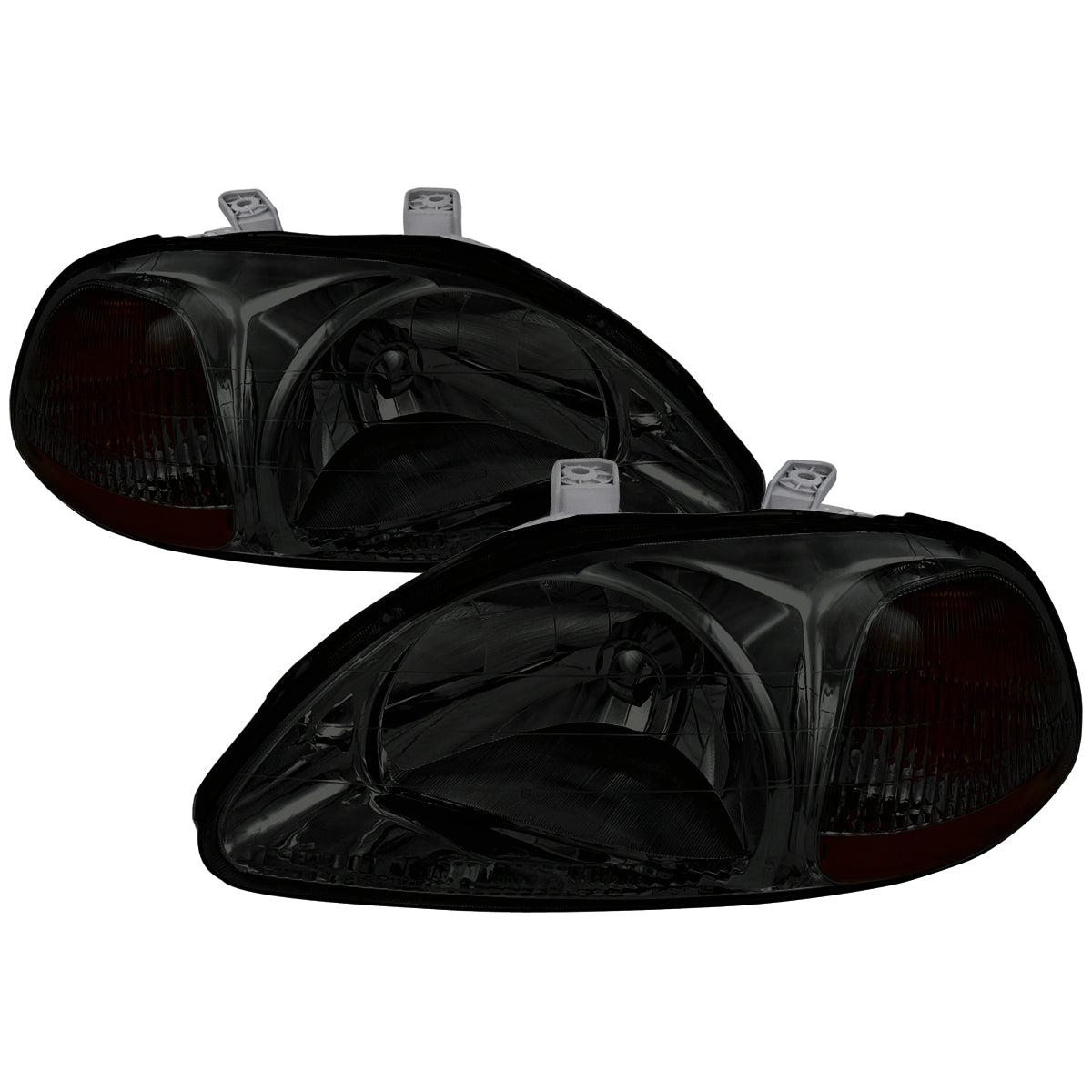 1996-1998 Honda Civic Crystal Headlights (Chrome Housing/Smoked Lens)