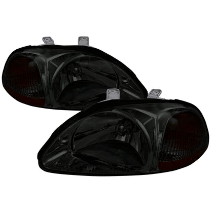 1996-1998 Honda Civic Crystal Headlights (Chrome Housing/Smoked Lens)