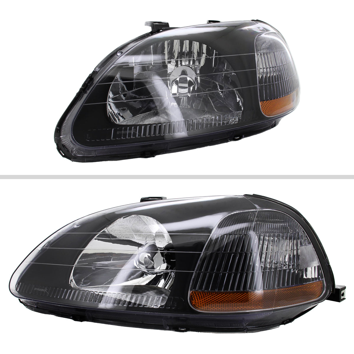 1996-1998 Honda Civic Factory Style Crystal Headlights (Matte Black Housing/Clear Lens)