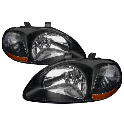 1996-1998 Honda Civic Factory Style Crystal Headlights (Matte Black Housing/Clear Lens)