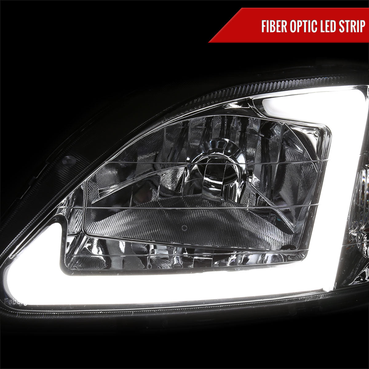 1999-2000 Honda Civic Coupe/Sedan LED Bar Factory Style Headlights (Chrome Housing/Clear Lens)